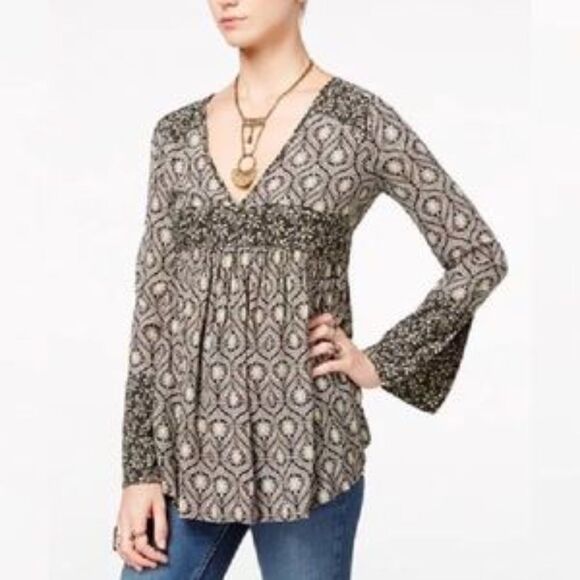 Free People Rolling Hills Tunic Printed Babydoll Top - Picture 1 of 7